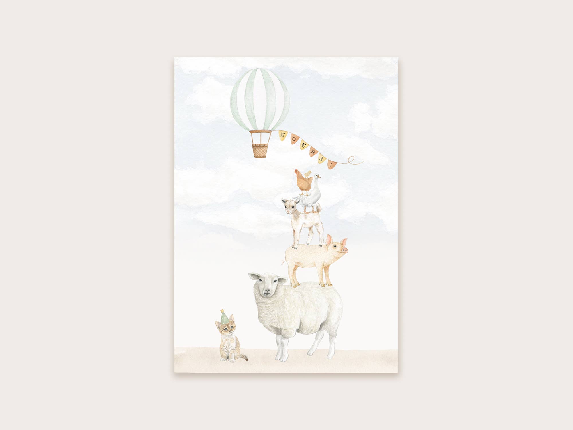 Ansichtkaart boerderijdieren hoera | Kaart Appeloogje